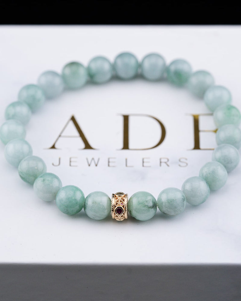 Rare Green Jade Beaded Bracelet