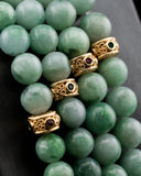 Rare Green/White Jade Beaded Bracelet