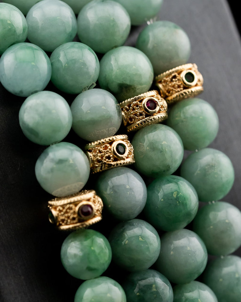 Rare Green Jade Beaded Bracelet
