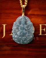 Meditating Buddha Icy Blue Water Jade Pendant