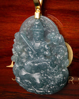 Meditating Buddha Icy Blue Water Jade Pendant