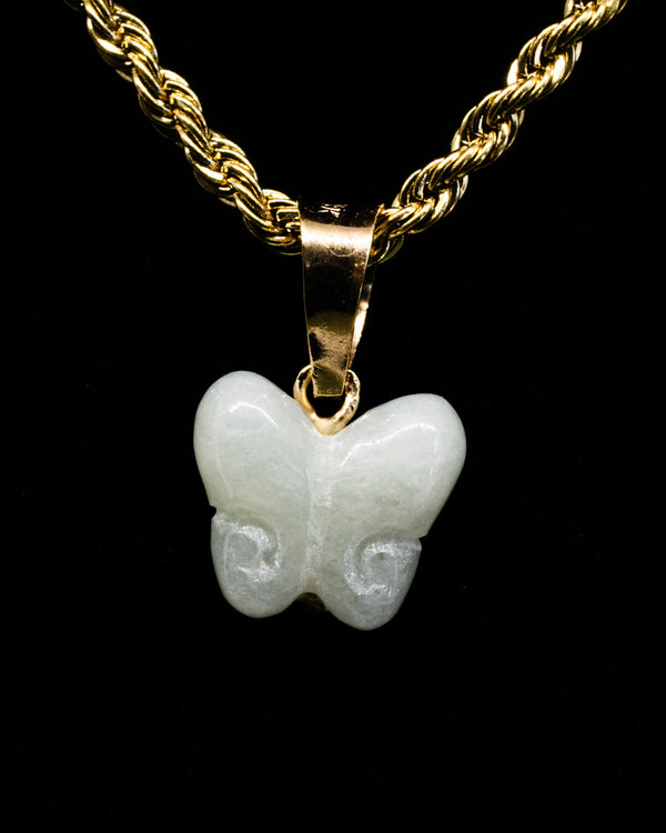 Micro Butterfly White Jade Pendant