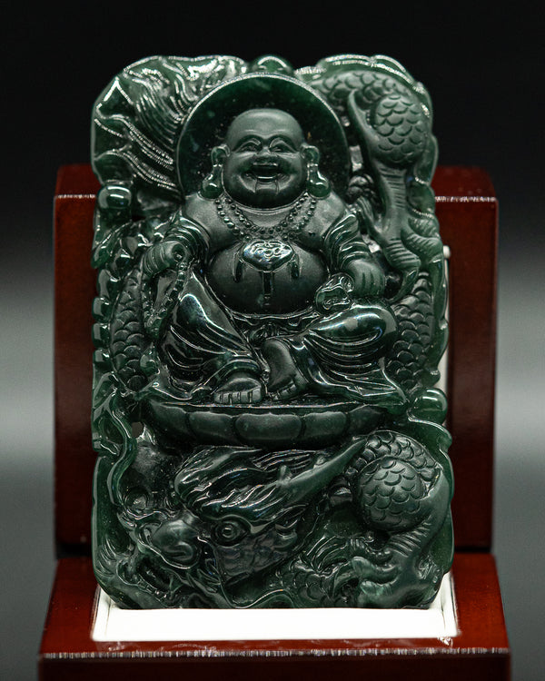 z. Exquisite Jade Buddha and Dragon Pendant