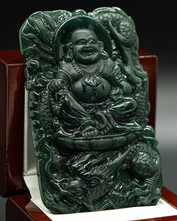 z. Exquisite Jade Buddha and Dragon Pendant