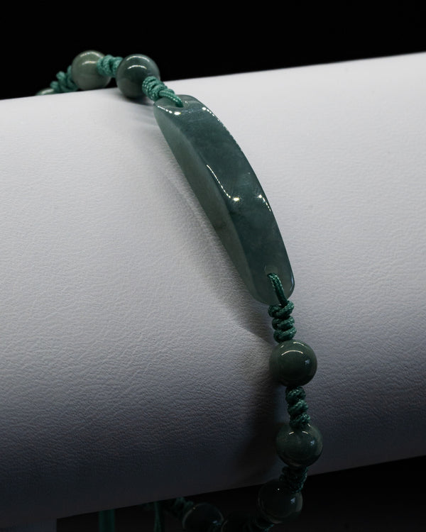 Blue Water Jade Bar Rope Bracelet