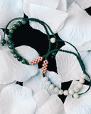 Beaded Green Rope Serene Blossom Jade Bracelet