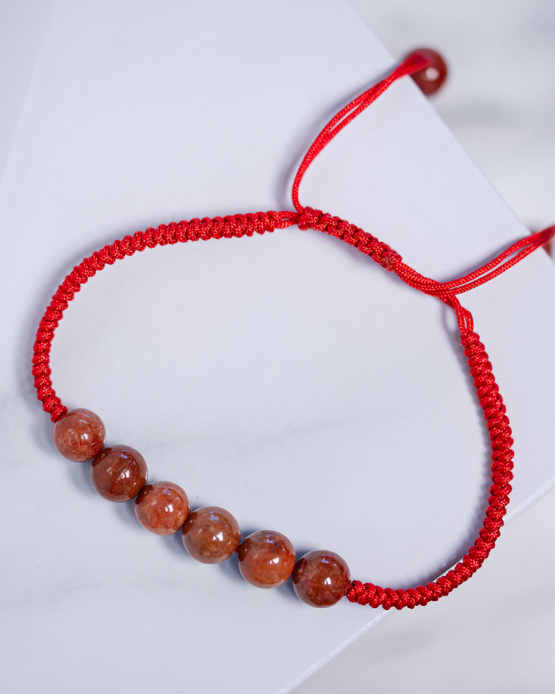 Rare Red Beaded Jade Rope Bracelet