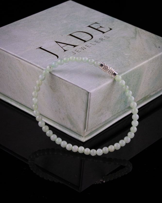 Small Beaded Jade Twist Clasp Bracelet