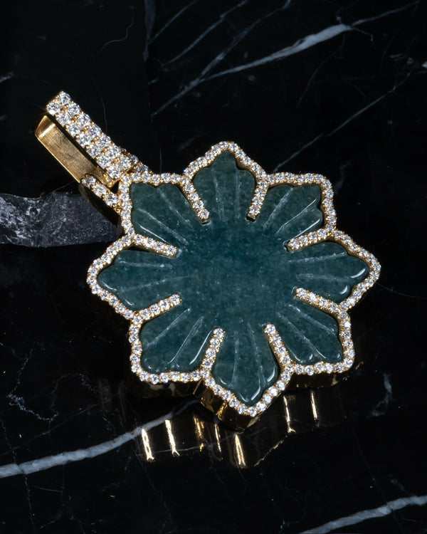Gold Wrapped Filipino Sun Jade Pendant with VS/SI Diamonds