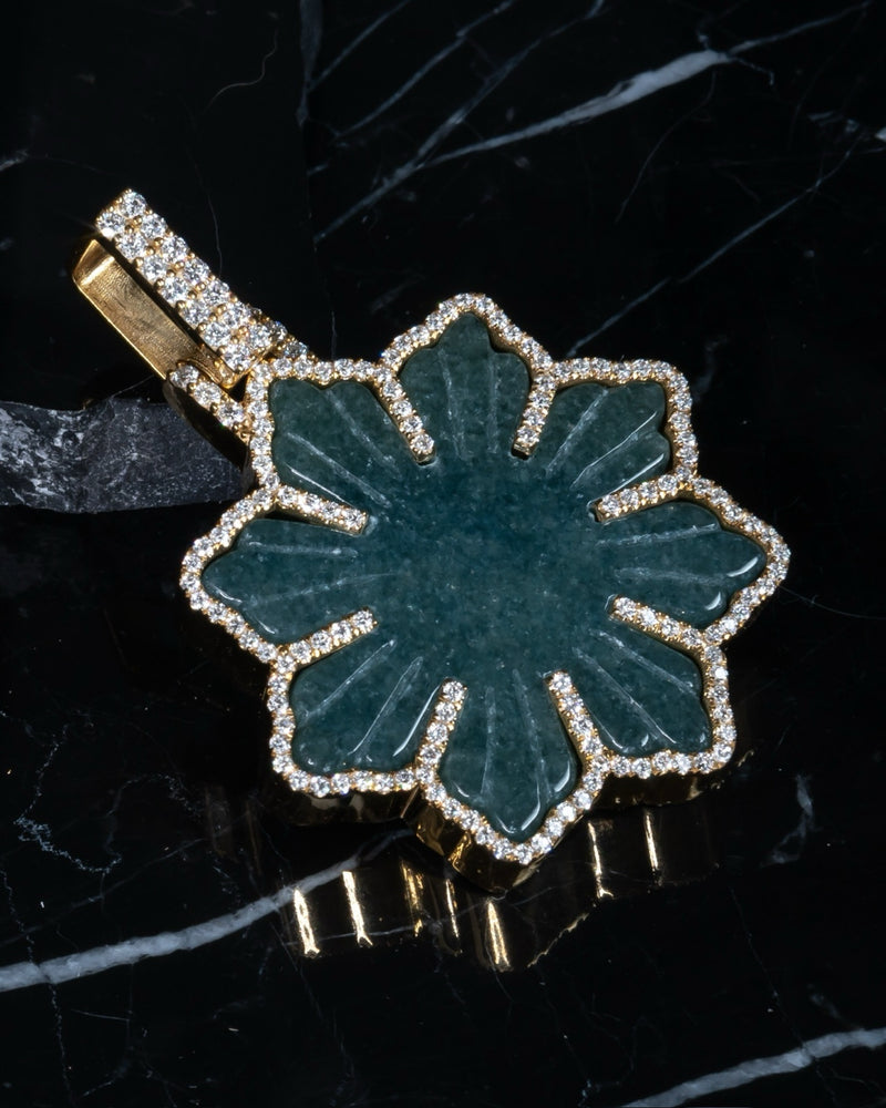 Gold Wrapped Filipino Sun Jade Pendant with VS/SI Diamonds