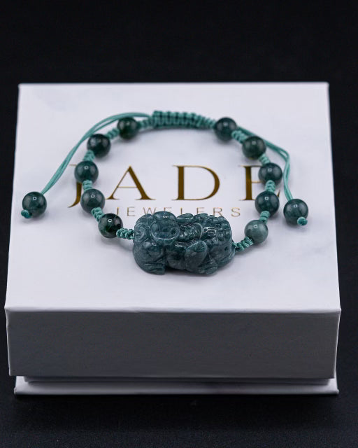 Blue Bead Pixiu Rope Bracelet