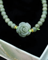 Rose Beaded Green Jade Bracelet
