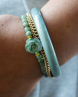 Rose Beaded Green Jade Bracelet