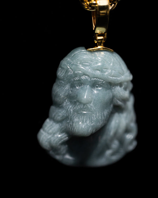 Micro Jesus Head Jade Pendant