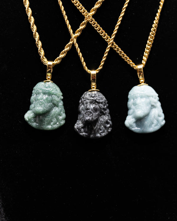 Micro Jesus Head Jade Pendant