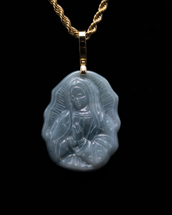 Micro Virgin Mary Jade Pendant