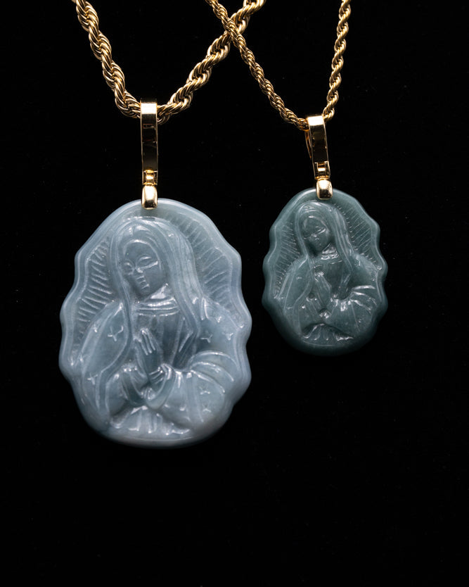 Micro Virgin Mary Jade Pendant