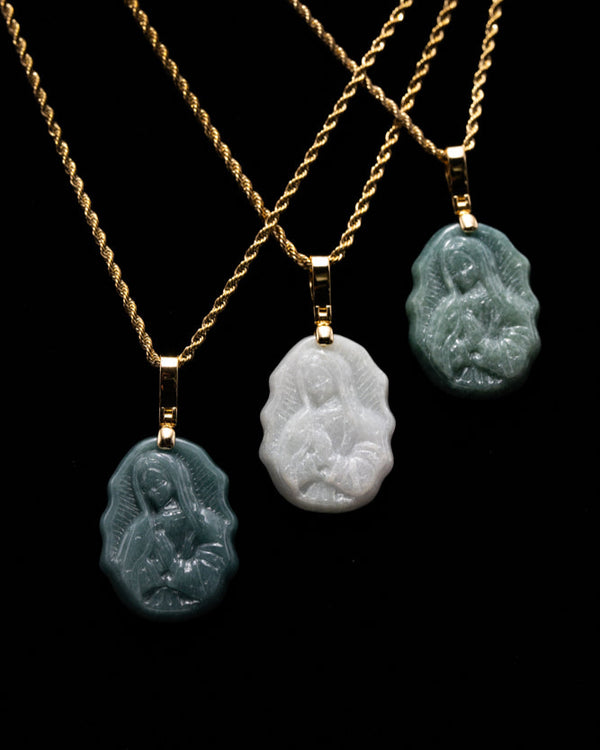 Micro Virgin Mary Jade Pendant