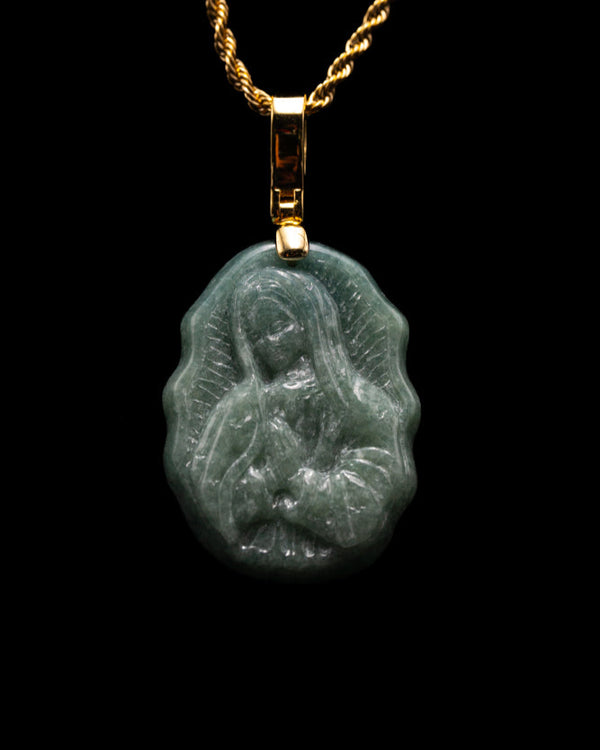 Micro Virgin Mary Jade Pendant