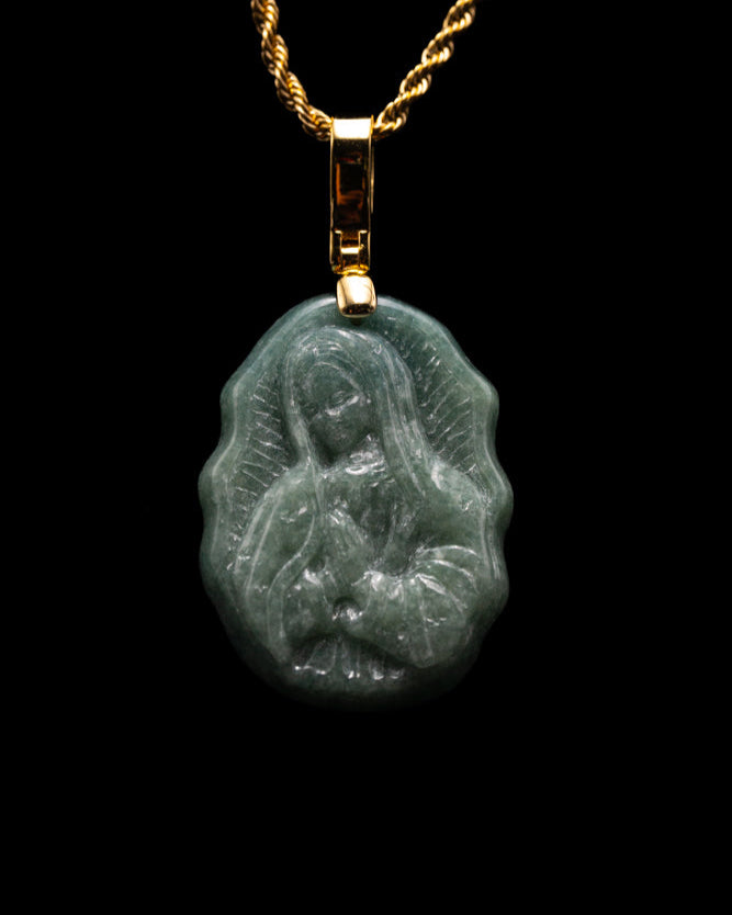 Micro Virgin Mary Jade Pendant