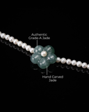 Pearl Beaded Sakura Jade Charm Bracelet