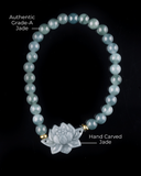 Blue Beaded Lotus Jade Bracelet