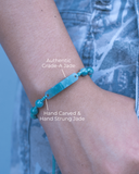 Blue Water-White Jade Bar Rope Bracelet