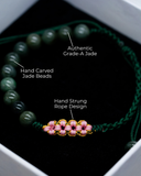 Beaded Green Rope Serene Blossom Jade Bracelet