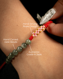 Beaded Red Rope Serene Blossom Jade Bracelet