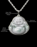 White Laughing Buddha Gold Lucky Coin Wrap Pendant