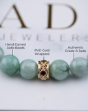 Rare Green/White Jade Beaded Bracelet