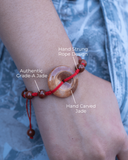 Rare Red Donut Jade Rope Bracelet