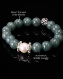 Sakura Pearl Green Jade Beaded Bracelet