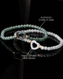 Small Beaded Heart Charm Jade Bracelet