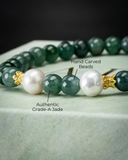 Twin Pearl Blue Water Beaded Jade Bracelet