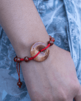 Rare Red Donut Jade Rope Bracelet