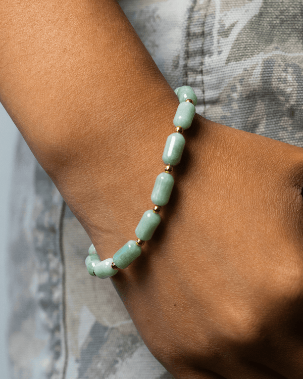 Cylinder Beaded Jade Bracelet
