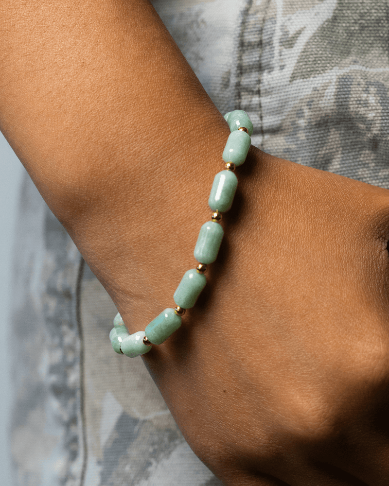 Cylinder Beaded Jade Bracelet
