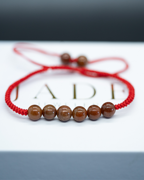 Rare Red Beaded Jade Rope Bracelet