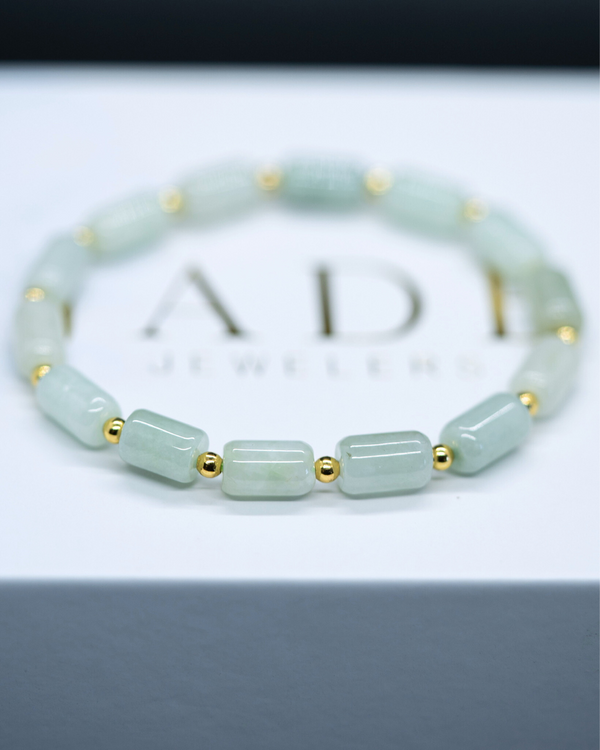 Cylinder Beaded Jade Bracelet