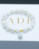 Cube Beaded Gong Jade Bracelet