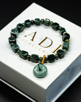 Cube Beaded Donut Jade Bracelet