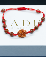 Rare Red Rose Jade Rope Bracelet