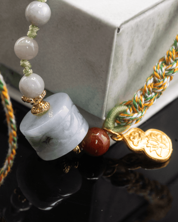 Yellow Cotton Rope Jade Bracelet