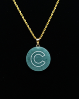 Chicago Engraved Circle Jade Pendant