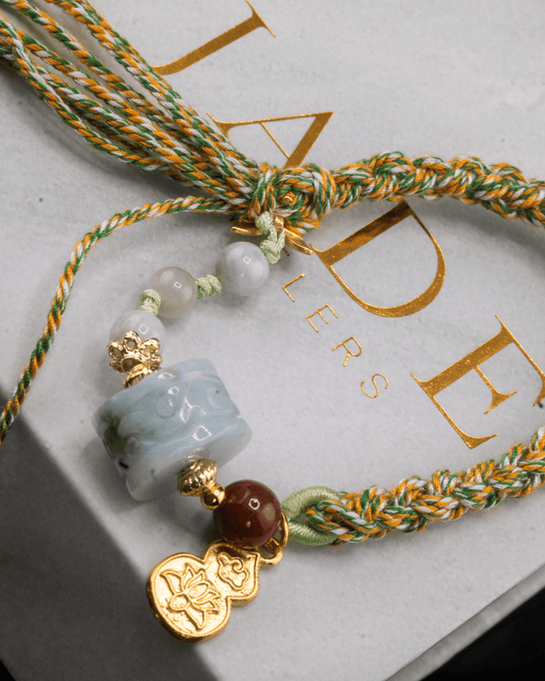 Yellow Cotton Rope Jade Bracelet