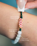 White Beaded Rope Serene Blossom Jade Bracelet