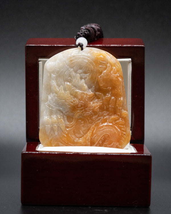 Red/White Jade Dragon Pendant