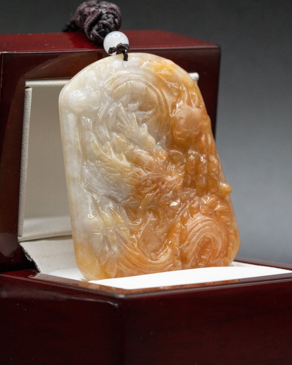 Red/White Jade Dragon Pendant
