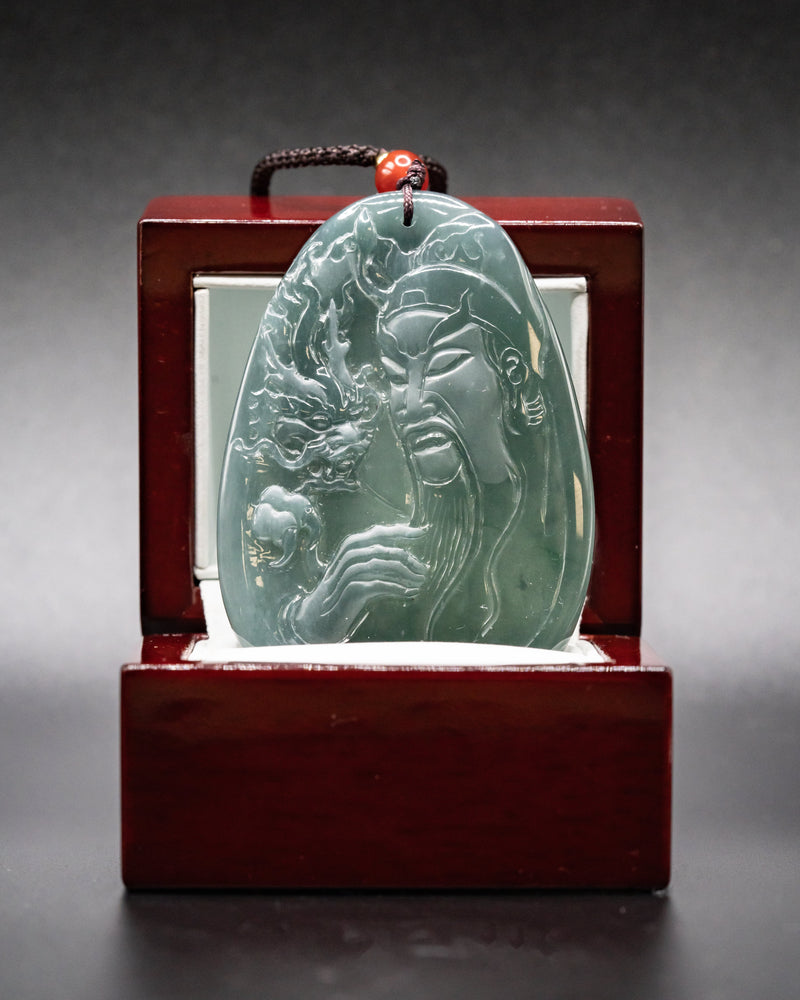 Blue Water Dragon/Guan Gong Jade Pendant